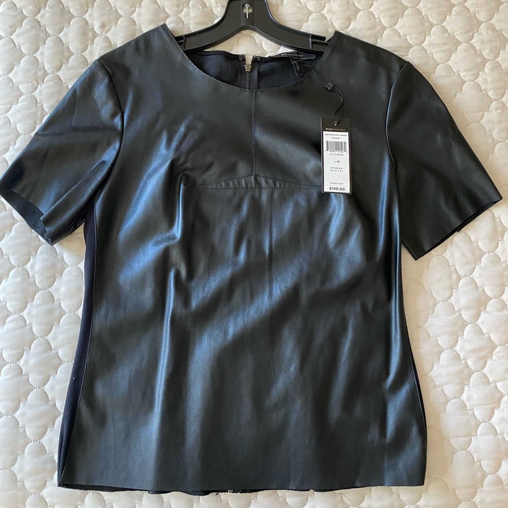 BCBG Leather short sleeve shirt